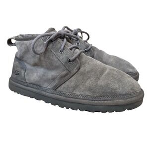 UGG Neumel Charcoal Gray Suede Chukka Ankle Boots Womens Size 10 Lace Up Booties